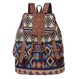 Vintage Ethnic Canvas Backpack Drawstring Bohemia Rucksack