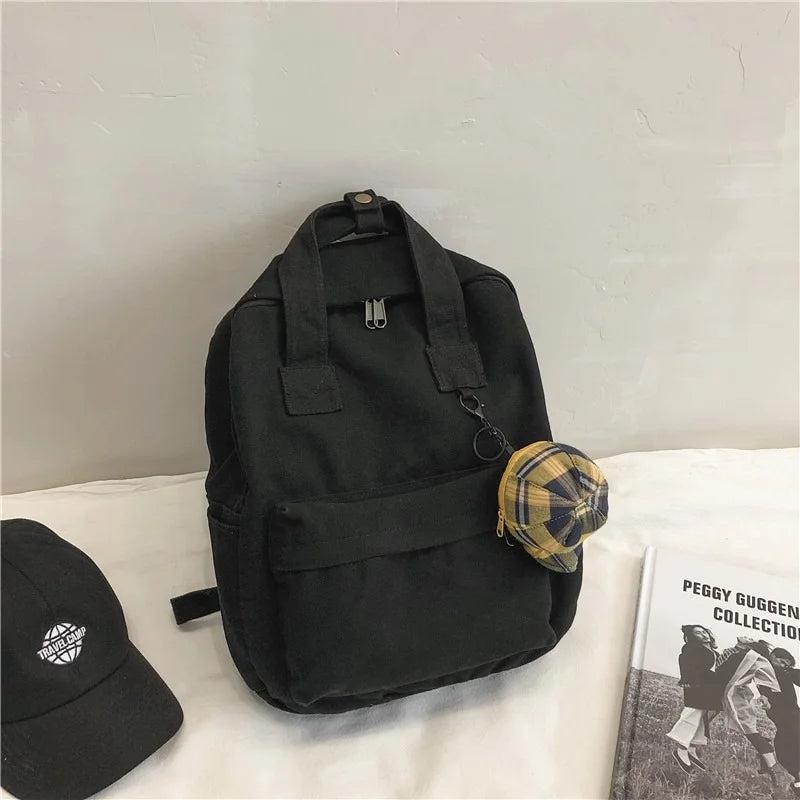 Retro Women Backpack Solid School Bag For Teenage Girl Children Backpacks