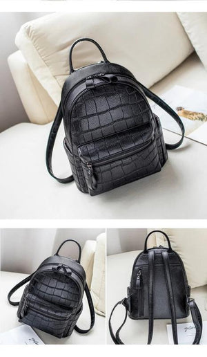 Crocodile Pattern Small Backpack Women's Leisure Bag