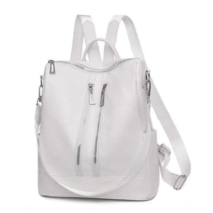 Women's Leather Travel Rucksack Shoulder Bag Waterproof Nylon Backpack