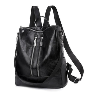 Women's Leather Travel Rucksack Shoulder Bag Waterproof Nylon Backpack