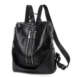 Women's Leather Travel Rucksack Shoulder Bag Waterproof Nylon Backpack