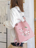 Flower Embroidery Backpack Women Travel Anti-theft School Bag