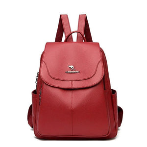 Vintage Soft Leather Backpack for Women Casual Travel Bagpack