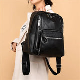 Leather Women's Backpack High Female Shoulder Bag Casual School Bag