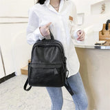 PU Backpack Retro Large Capacity Waterproof Leather Travel Rucksack Bag