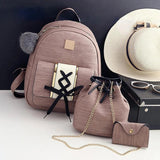 PU Leather Backpacks Teenage Girls Travel Bag Shoulder Set