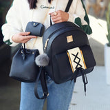 PU Leather Backpacks Teenage Girls Travel Bag Shoulder Set