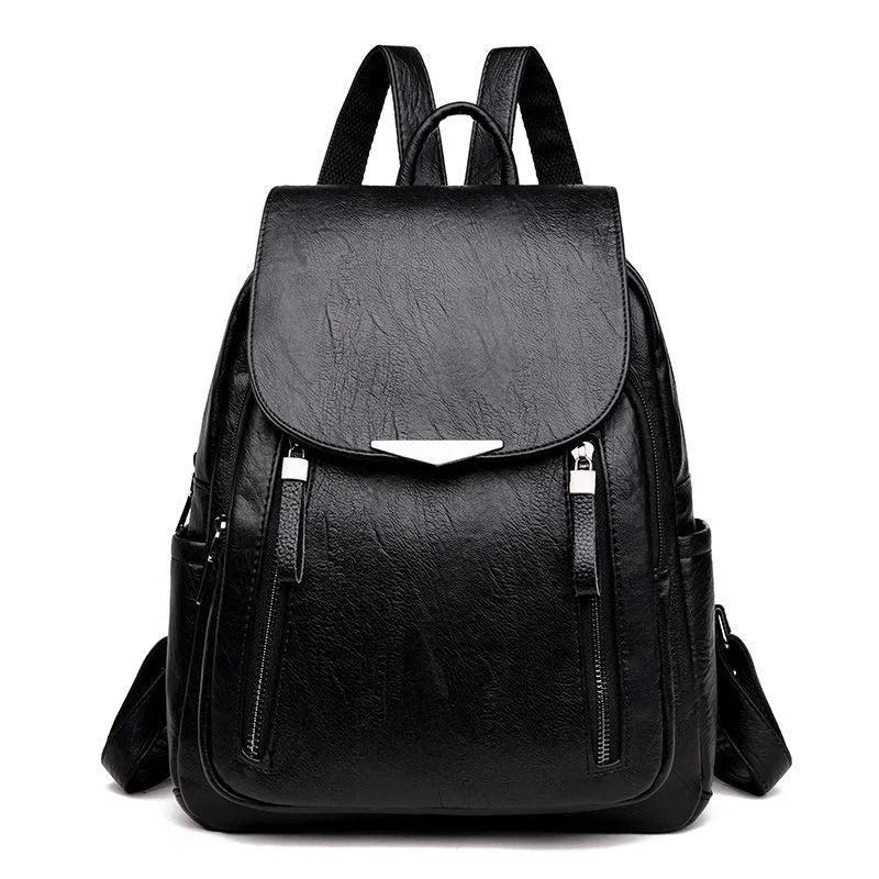 Large Capacity Soft Leather Lady Backpack