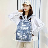 Tie Dye Canvas Backpack Women Casual School Bag