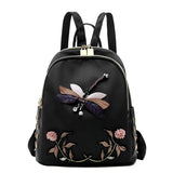 Red Embroidery Backpack Women's Waterproof Bag