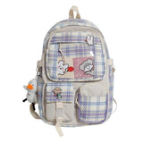 Japanese Plaid Style Nylon Backpack - Schoolgirl Campus Schoolbag
