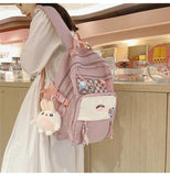 Teen Schoolbag Waterproof Nylon Backpack High Capacity Travel Bag