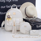 Small Fresh Tassel Rivet PU Leather Shoulder Bag for Girls