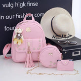 Small Fresh Tassel Rivet PU Leather Shoulder Bag for Girls