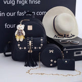 Small Fresh Tassel Rivet PU Leather Shoulder Bag for Girls