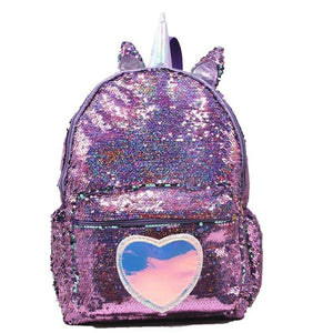 Sequins Unicorn Backpack Large Capacity Bag Student School Book Bag