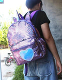 Sequins Unicorn Backpack Large Capacity Bag Student School Book Bag