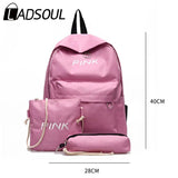 Three-piece Women Backpack Girl School Bag Lightweight