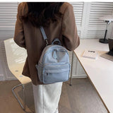Small Female Backpacks Women Backpack PU Leather Travel Bags Solid Purse Bag