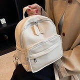 Small Female Backpacks Women Backpack PU Leather Travel Bags Solid Purse Bag