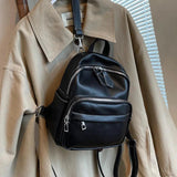 Small Female Backpacks Women Backpack PU Leather Travel Bags Solid Purse Bag