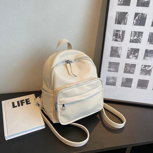 Small Female Backpacks Women Backpack PU Leather Travel Bags Solid Purse Bag