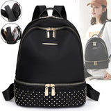 Retro Women Backpack Oxford Cloth Rivet Anti Theft Shoulder Bag