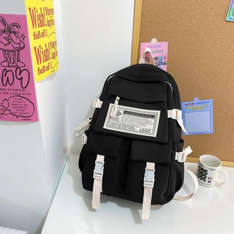 Women Nylon Backpack School Student Large Capacity Waterproof