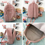Corduroy Stripe Backpack Bag for Teenage Students