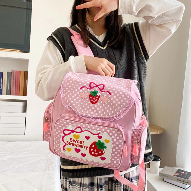 Sweet Strawberry Mini Backpack Girl School Waterproof Nylon Bag