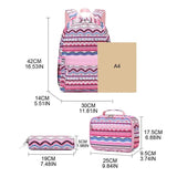Striped School Backpack with Lunch Tote Pencil Bag for Student Boys Girls