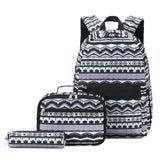 Striped School Backpack with Lunch Tote Pencil Bag for Student Boys Girls
