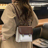 Preppy Style Patchwork Student Backpack