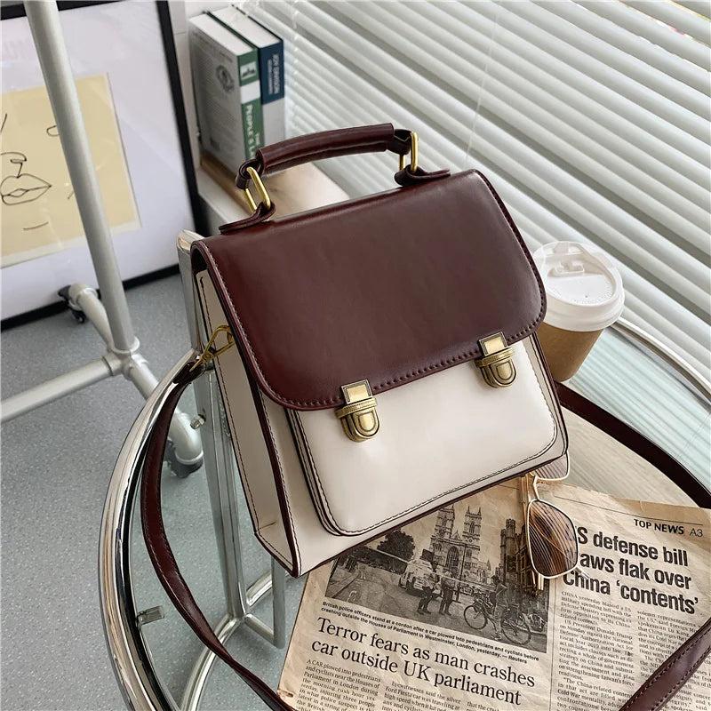 Preppy Style Patchwork Student Backpack