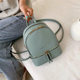 Women's Soft Handle Backpack Solid Zipper Large Capacity Shoulder Bag