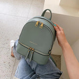 Women's Soft Handle Backpack Solid Zipper Large Capacity Shoulder Bag