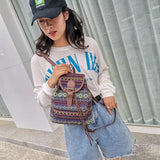 Ethnic Style Flower Embroidery Canvas Backpack