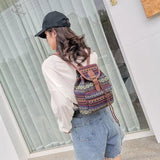 Ethnic Style Flower Embroidery Canvas Backpack