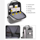 Men Laptop Backpack with USB Interface Waterproof School Bag