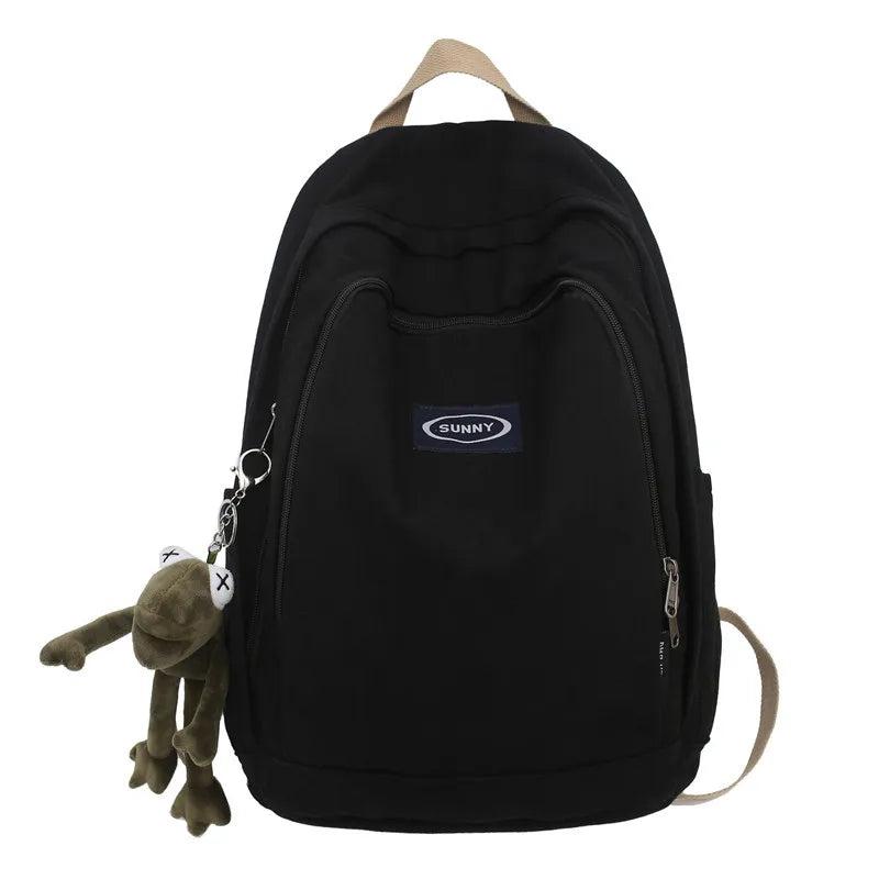 Canvas Anti Theft Backpack Solid School Bags Large Capacity