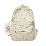 Floral Backpack Nylon Girl Bags with Pendant