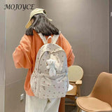 Floral Backpack Nylon Preppy Style Teenage Girl Bags with Pendant