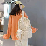Floral Backpack Nylon Preppy Style Teenage Girl Bags with Pendant