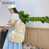 Floral Backpack Nylon Preppy Style Teenage Girl Bags with Pendant
