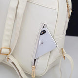 Tassel Rivet Backpack for Teen Girls Schoolbag PU Leather