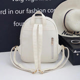 Tassel Rivet Backpack for Teen Girls Schoolbag PU Leather