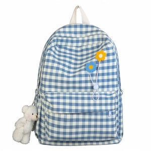 Plaid Pattern Women's Backpack School Bags for Girls