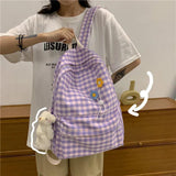 Plaid Pattern Women's Backpack School Bags for Girls