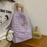 Plaid Pattern Women's Backpack School Bags for Girls